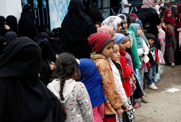A family affected by the food crisis in Yemen
