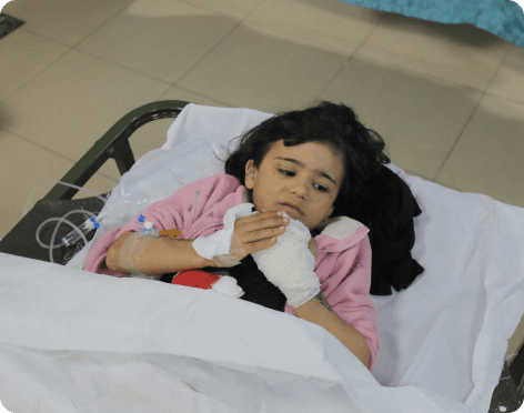 A child being treated in a Gaza hospital