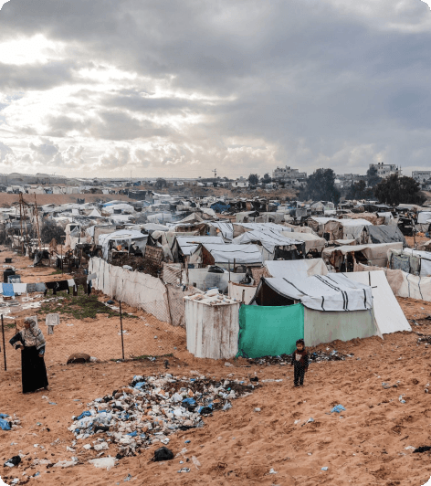 A displacement camp of tents in Gaza