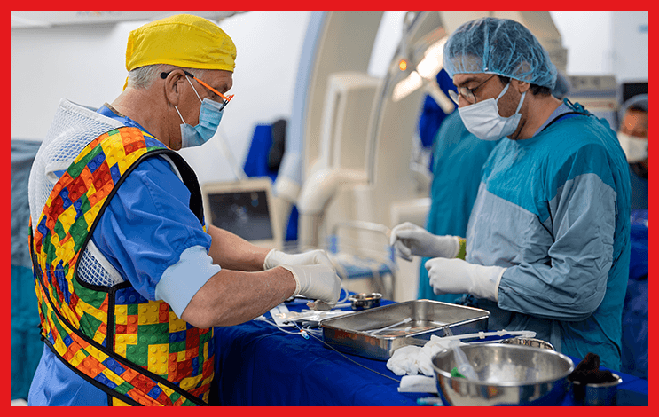 Surgeons at work during a Little Hearts cardiac operation in Africa